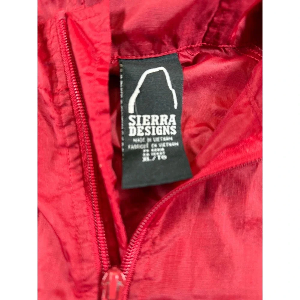 VTG Sierra Designs‎ Kids Red Hooded Lightweight Rain Windbreaker Jacket XL